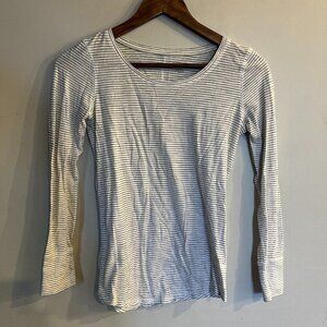 LOFT Women's White Striped Long Sleeve Tee Size XSP